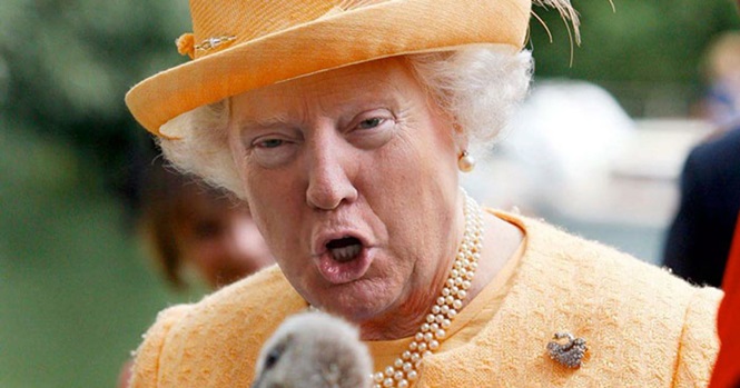 20 caras hilárias de Donald Trump no rosto da Rainha da Inglaterra