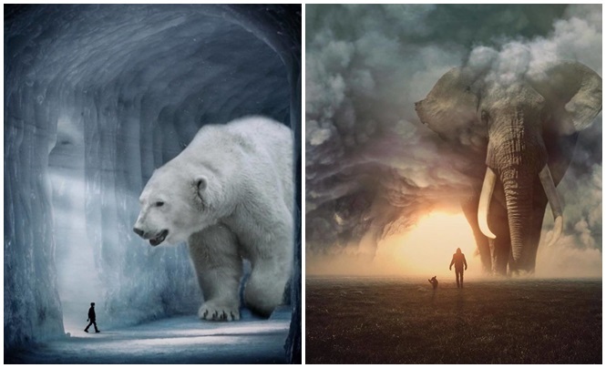 Artista digital cria mundo onde animais são gigantes