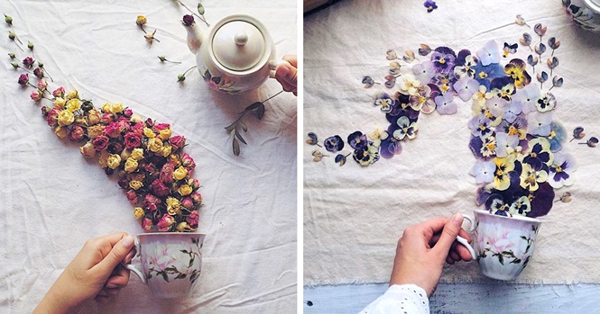 Artista russa faz artes encantadoras usando xícaras de chá