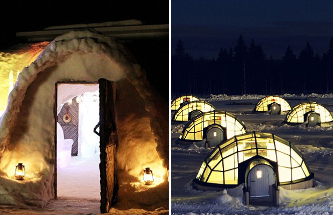 Hotel de neve e iglus de vidro proporciona uma noite tranquila e fria para os turistas na Finlândia