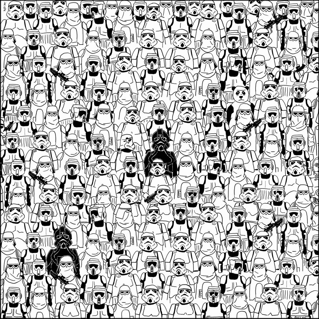 Ilustrações de panda escondido entre personagens de Star Wars e metaleiros faz enorme sucesso na internet